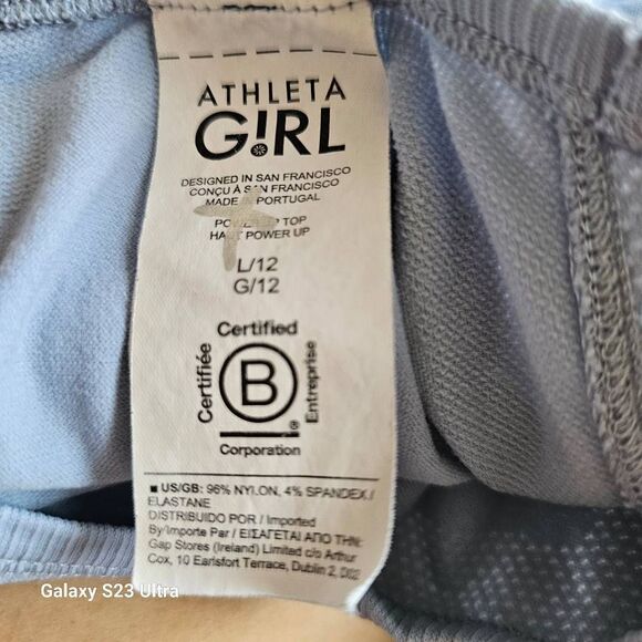 Athleta girls Sz 12 light blue power up long sleeve top - Picture 6 of 7